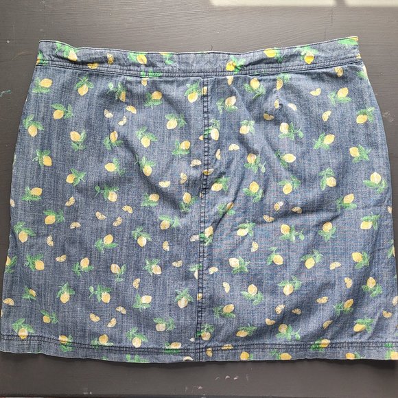 Summertime Lemon Print Denim Skirt Chambray Skort - Picture 2 of 6